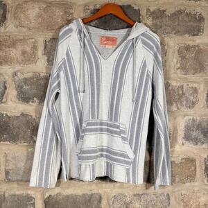 Trademark Brooklyn Hoodie Pullover Gray Stripe Hooded Sweatshirt Woman's Large‎